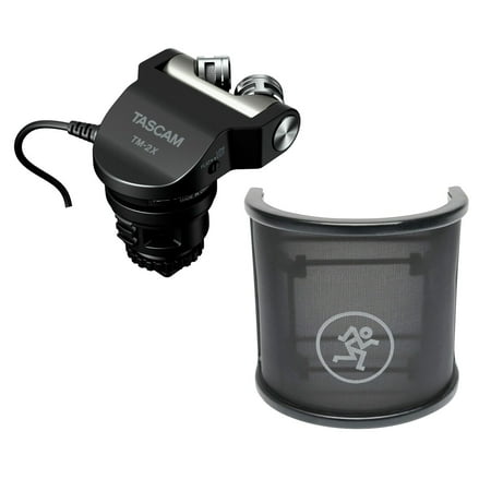 Mackie PF-100 Pop Filter + Tascam TM-2X Microphones for DSLR Cameras Bundle