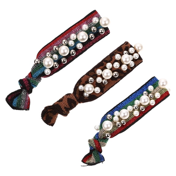 MERRYHAPY 3-Pack Elastic Hair Ties with Leopard Print Assorted Colors for Women and Girls Hair Styling