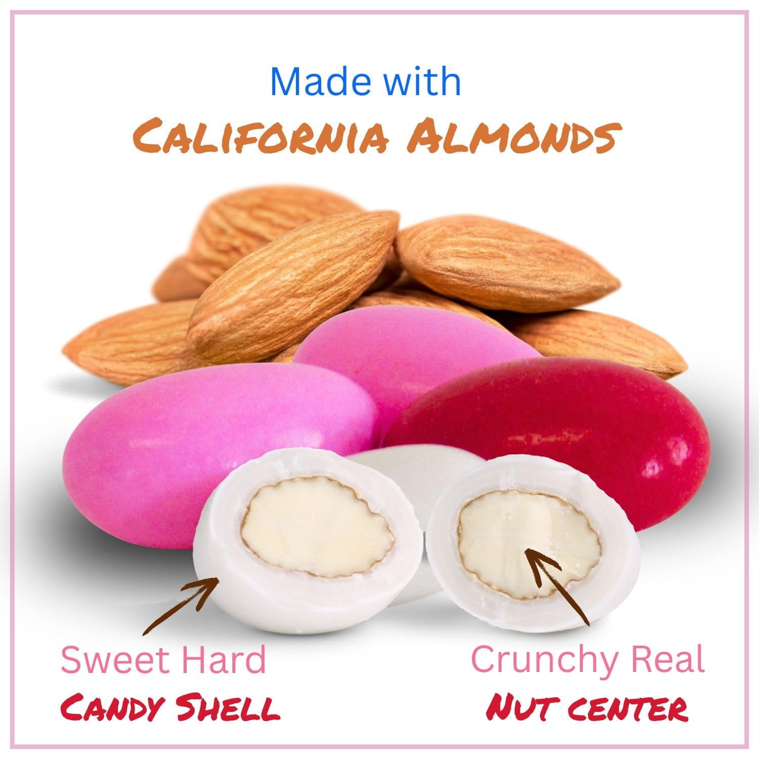 Red Pink & White Jordan Almonds Mix by It's Delish, 3.5 LBS Jumbo Container  Valentines and Mothers Day Girl Theme Bulk Party Favors Almond Nut Coated in Sweet Hard Candy Shell - Vegan & Kosher