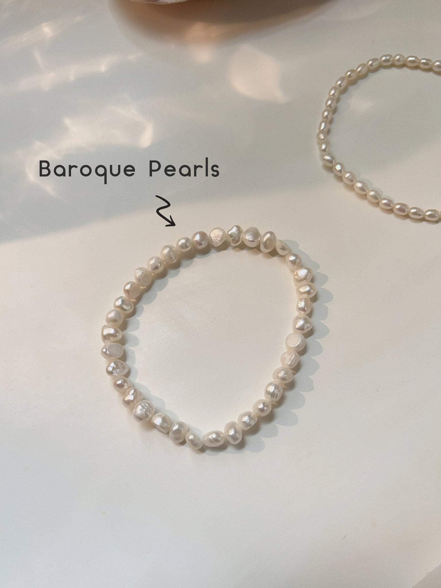 Fresh Water Pearl Stretch Anklet with Baroque or Rice Pearl - Shanali Jewelry