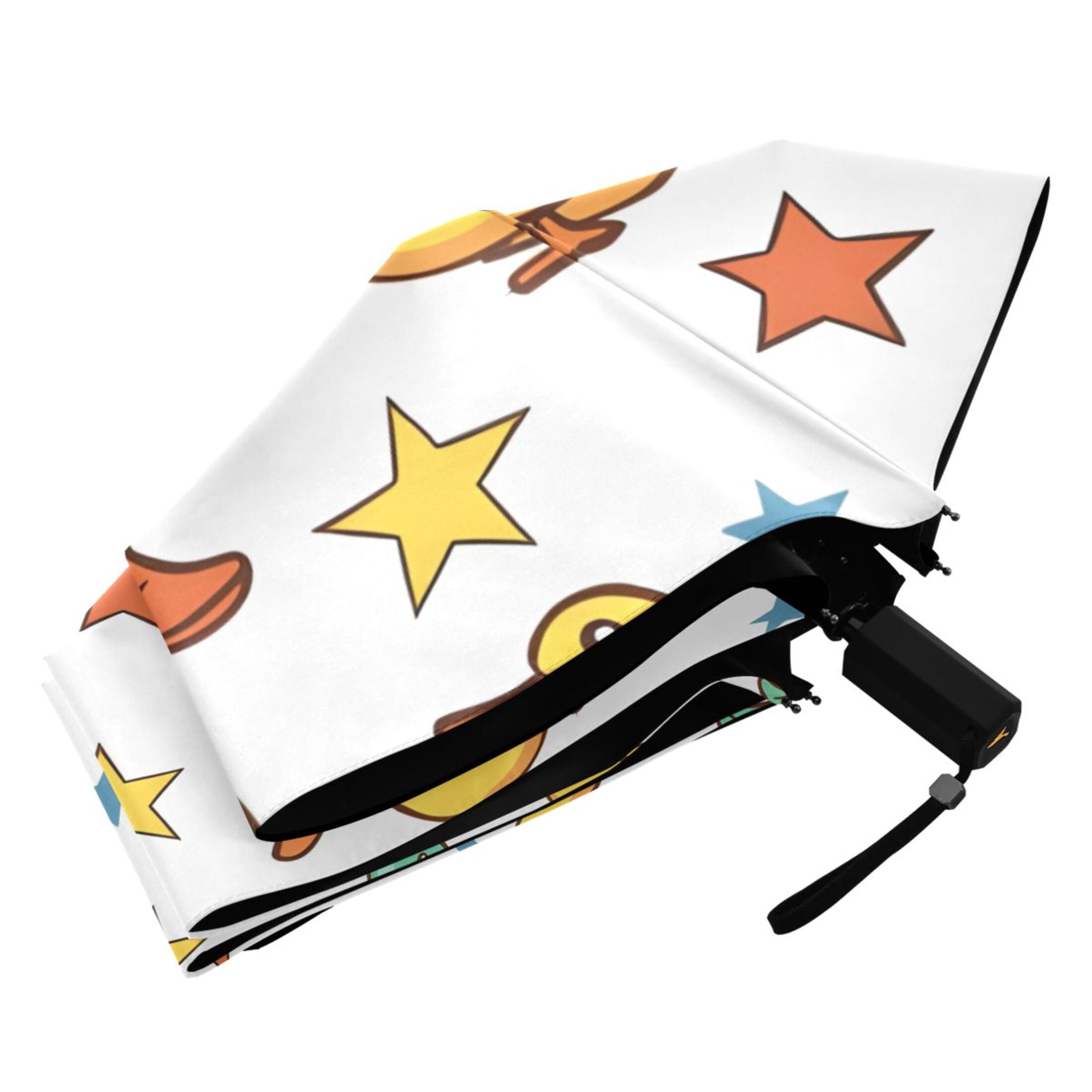 Cartoon Duck and Star Compact Sun Umbrella Windproof Travel Umbrellas for Rain Strong Portable UV Protection