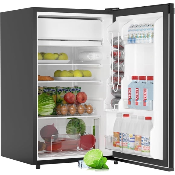 Bingirl 3.2 Cu.Ft Mini Fridge with Freezer, 91L, Energy-Efficient Single Door - Black
