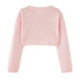 thumbnail image 2 of WIBACKER 2-8T Girl Long Sleeve Bow Bolero Cardigan Kids Front Open Knit Shrug Cropped Sweaters Tops, 2 of 6