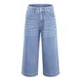thumbnail image 5 of MLQIDK Capris for Women Dressy Casual Lounge Pants Knee Length Elastic Waist Lounge Pants Trendy Summer Pedal Pushers with Pockets Light Blue L, 5 of 5