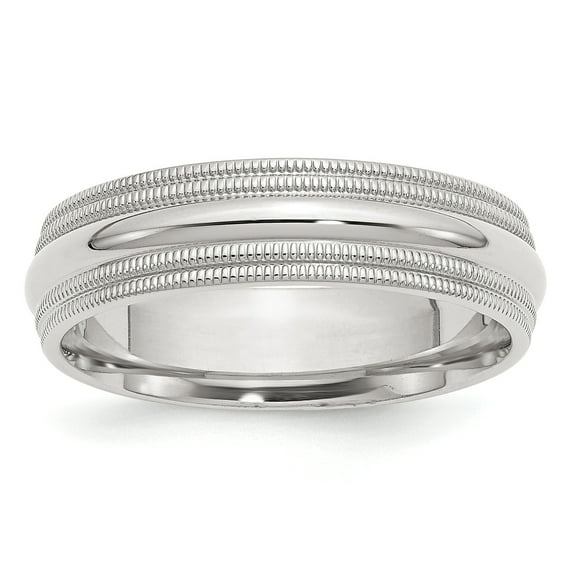 SS 6mm Comfort Fit Double Milgrain Size 10 Band