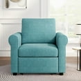 thumbnail image 3 of 3-in-1 Teal Convertible Sofa Bed Chair for Adults: Modern Linen Sleeper, Lounger, Single Bed with Adjustable Backrest for Apartments & Small Spaces, 3 of 16