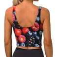 thumbnail image 3 of Haiem Variety Of Fruits And Berries Pattern Womens Sports Bra - U Neck Padded Low Impact Yoga Bra Workout Crop Top Gym Moisture-Wicking Workout Vest -X-Large, 3 of 9