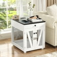 thumbnail image 3 of RichYa Furniture Style Dog Crate End Table, Wooden Dog Kennel with Dual USB Charging Station, for Small Dogs Under 25 lbs Indoor Use, White, S Size, 3 of 8