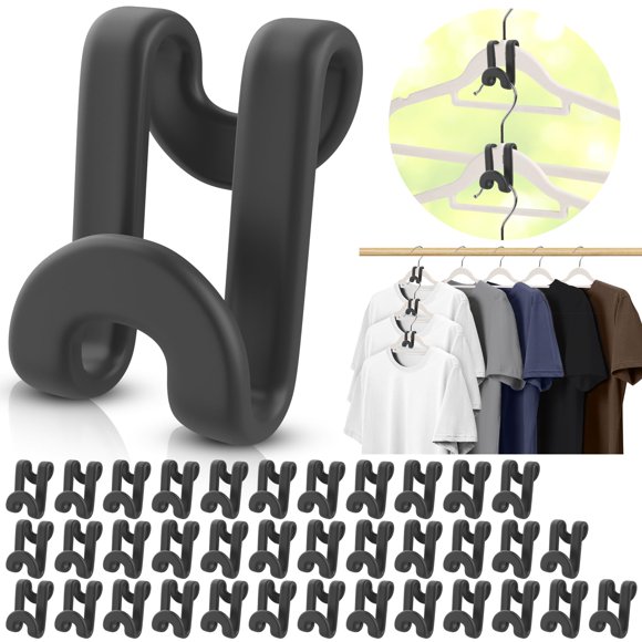 Ganchos Besslly para colgar ropa, 100 unidades, plástico negro