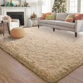thumbnail image 2 of Camel Large Shaggy Area Rug For Living Room & Bedroom – Stain-Resistant, 2 of 6