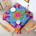 thumbnail image 2 of Colorful Rainbow Tie Dye Spiral Pattern Square Tablecloth,Waterproof Square Table Cover,Wipeable Spillproof Washable Table Cover for Home Kitchen Party Decor 42"X42"(107x107cm), 2 of 6