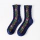thumbnail image 5 of Calcetines de invierno de longitud media para mujer - mezcla de algodón, patrón retro en relieve, multicolor, puño de 5,9 pulgadas, 5 of 6