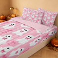 thumbnail image 3 of Homewish Halloween Ghost Zipper Queen Comforter Set with Fitted Sheet and 2 Pillowcases for Girls, Star Cute Bowknot Zipper Bedding Set, Baby Pink White, Pink Reversible, 3 of 7