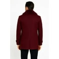 thumbnail image 2 of Mens Burgundy Double-Breasted Overcoat with Faux Fur Shawl Collar – Slim Fit Peacoat - Alberto Nardoni Signature, 2 of 2