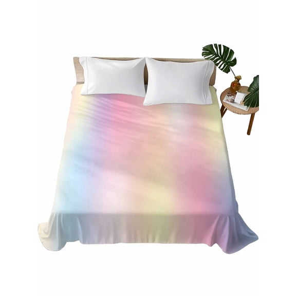 Twin Flat Sheet 66"x96", Pink Purple Soft Lightweight Bedding Flat Sheets Only, Modern Colorful Ombre Abstract Tie Dye Art Brushed Microfiber Top Bed Sheet, Breathable StainResistant Bedsheets