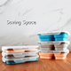 thumbnail image 2 of Caja de almuerzo plegable de silicona, 1100ML, 3 compartimentos, azul, resistente al calor y hermética, ideal para picnic, oficina o viajes., 2 of 6