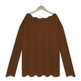 thumbnail image 6 of hoksml Sweaters for Women Fashion Crew Neck Loose Solid Color Womens Sweaters Long Sleeve Pullover Sweater Tops on Clearance, 6 of 7