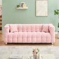 thumbnail image 2 of Aukfa 80" Modern Comfy Sofa, Deep Tufted Couch for Living Room, 2 Pillows, Teddy Fleece Pink, 2 of 9