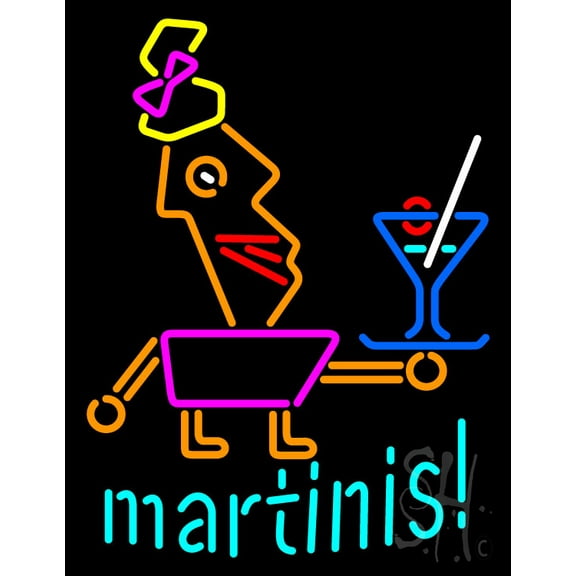 Martini Glass LED Neon Sign 19 x 15 - inches, Clear Edge Cut Acrylic Backing, with Dimmer - Bright and Premium built indoor LED Neon Sign for Bar decor.