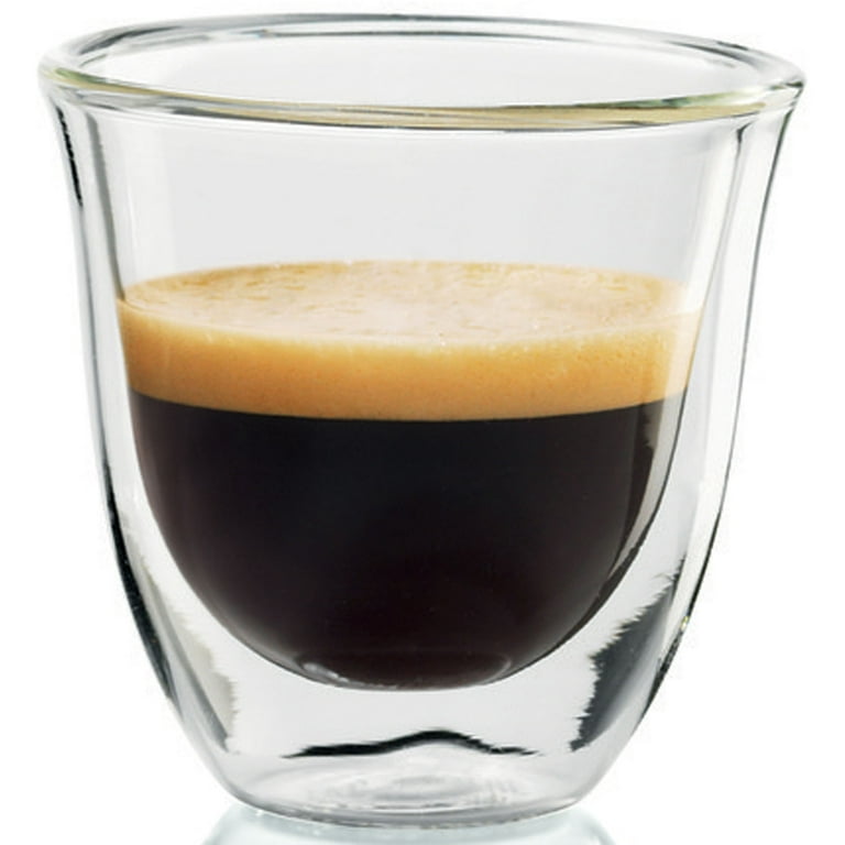 De'Longhi Double Wall Thermo Espresso Glass, Clear, 2 oz - 2 pack