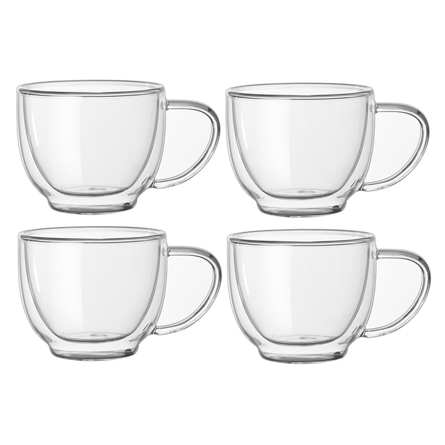 4 pzas taza de café de de doble pared taza de aislada con mango 200ml transparente Sunnimix Taza de café de doble pared