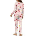 thumbnail image 3 of Yuyamidu Cherry Pajama Set of 2 Women's Long Sleeve Night Top & Long Pants with Pockets Size S Daisy Crewneck Sleepwear for Athletic Yoga Jogger, Pink, 3 of 7