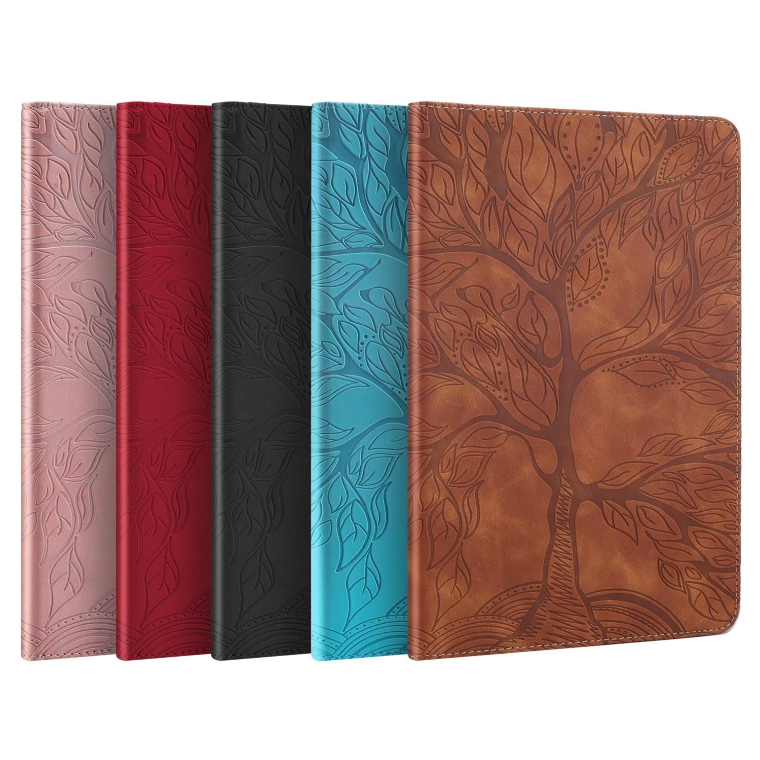 Allytechgroup Elegant iPad Air 11 Inch Case Cover 2024, Lift Tree Pattern Embossed and Shockproof Tablet Case with Pencil Holder Multi Angle Viewing Stand Flip Cover for Apple iPad Air 11,Black