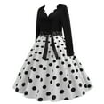 thumbnail image 7 of Women Vintage Polka Dot Long Sleeve V Neck Cocktail Formal Swing Dress 1950s Rockabilly Evening Prom Dress Womens Clothes, 7 of 7