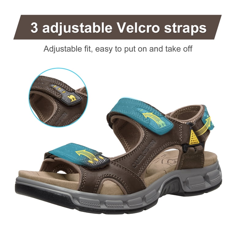 CAMEL CROWN Men’s Brown Leather Sandals Open Toe Hiking Walking Beach Size 12.5 Amazon.com | CAMEL CROWN Men main image 4