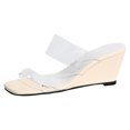 thumbnail image 1 of Bmisegm Women Sandal Fashion New Pattern Simple Solid Color Wedge Comfortable Non Slip Slip on Summer Casual Shoes Womens Sandals Summer White 9, 1 of 9