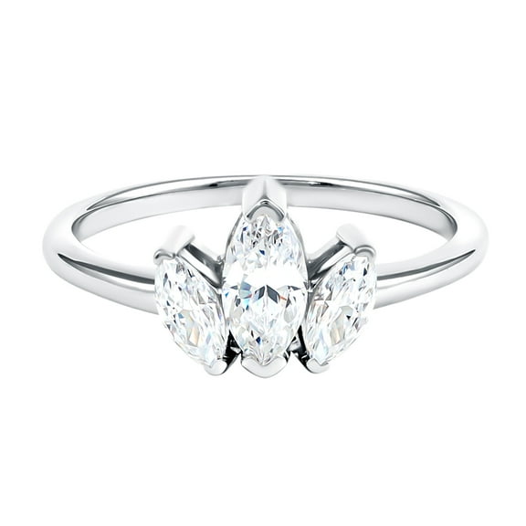 Rosec Jewels Lab Grown Diamond 3 Stone Ring for Women (EF-VS Quality) - Promise Engagement Ring - with Jewelry Box, 925 Sterling Silver, US 4.00