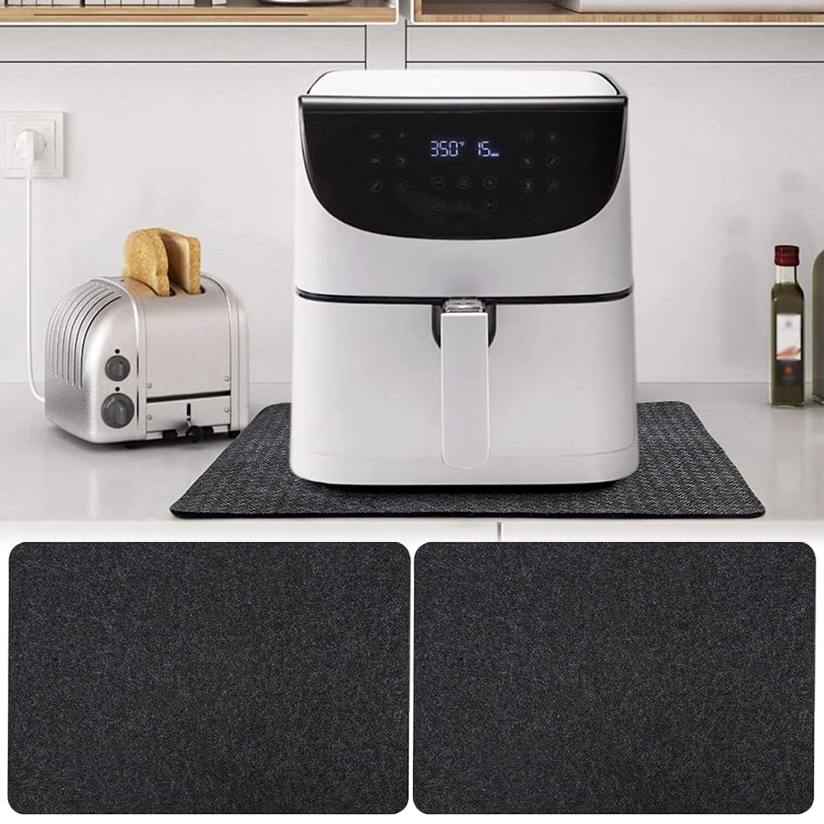 2Pc Air Fryer Coffee Maker Heat Resistant Pad Counter Mat Countertop  Protector Non-slip Appliance Moving Mat Kitchen Accessories