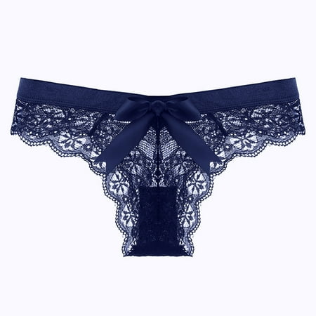

Lzobxe Panties for Women Plus Size Women s Fashion Sexy Lace Flower Transparent Gauze Bow Low Waist G-string Pants Panties Thong on Clearance