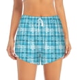 thumbnail image 2 of Hirioo blue plaid Snowflake for Women's Double Layer Athletic Shorts High-Performance Gym Shorts with Inner Pocket, Elastic Waistband-Large, 2 of 7