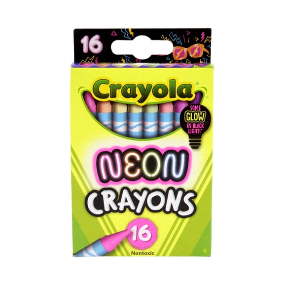 Crayola Neon Crayons, 16ct, Glow in the Dark Colors, Kids School Supplies, Classroom Must Haves, Gift for Girls & Boys, Ages 3