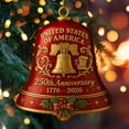 thumbnail image 4 of United States 250th Anniversary Bell Ornament, Patriotic 250th Anniversary USA Collectible, Commemorative Metal Bell for Christmas Tree Decor, Vintage Style Hanging Decoration for Indoor Outdoor Use, 4 of 7