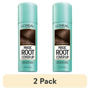 (2 pack) L'Oreal Paris Magic Root Cover Up Gray Concealer Spray, Medium Brown, Aerosol, 2 oz