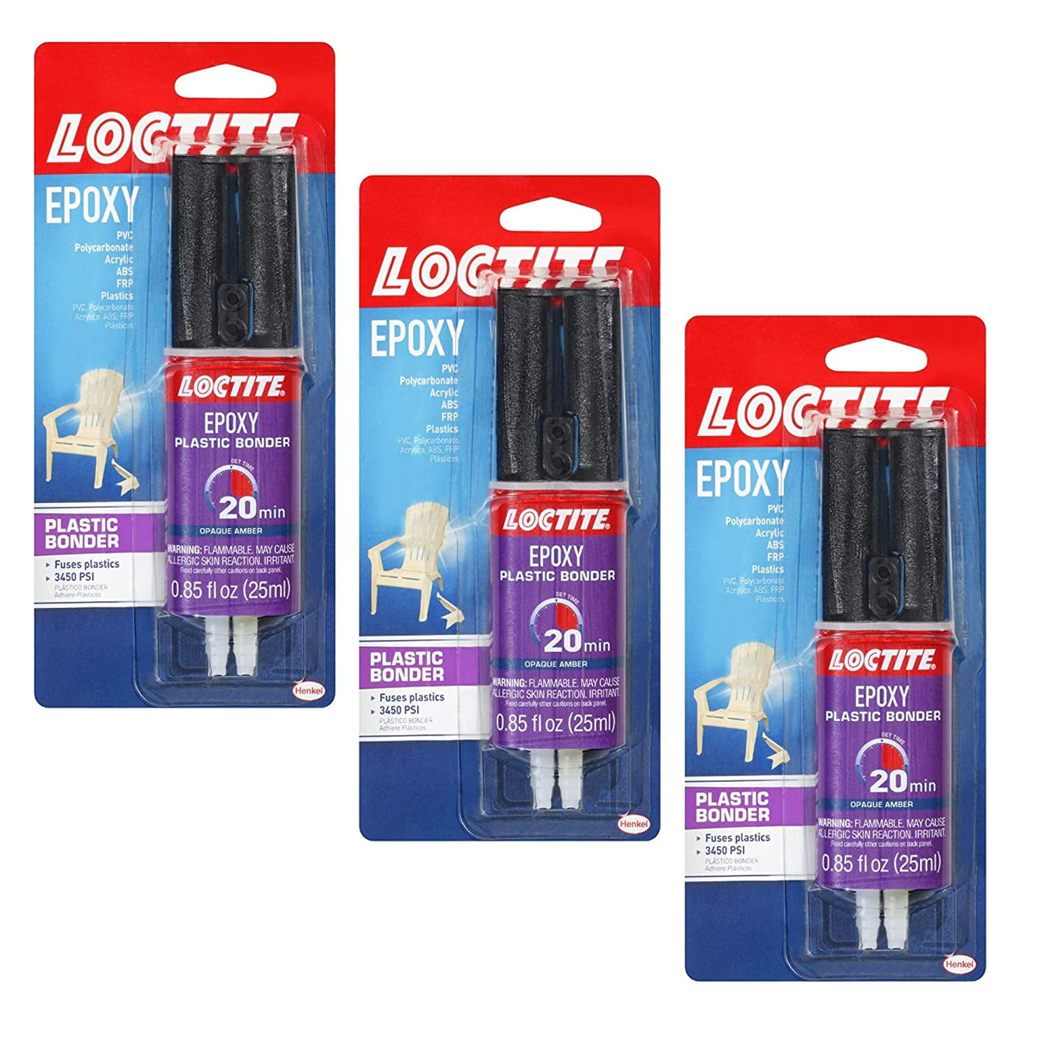 Loctite Epoxy Plastic Bonder 0.85 Fl.oz. (3 Pack)
