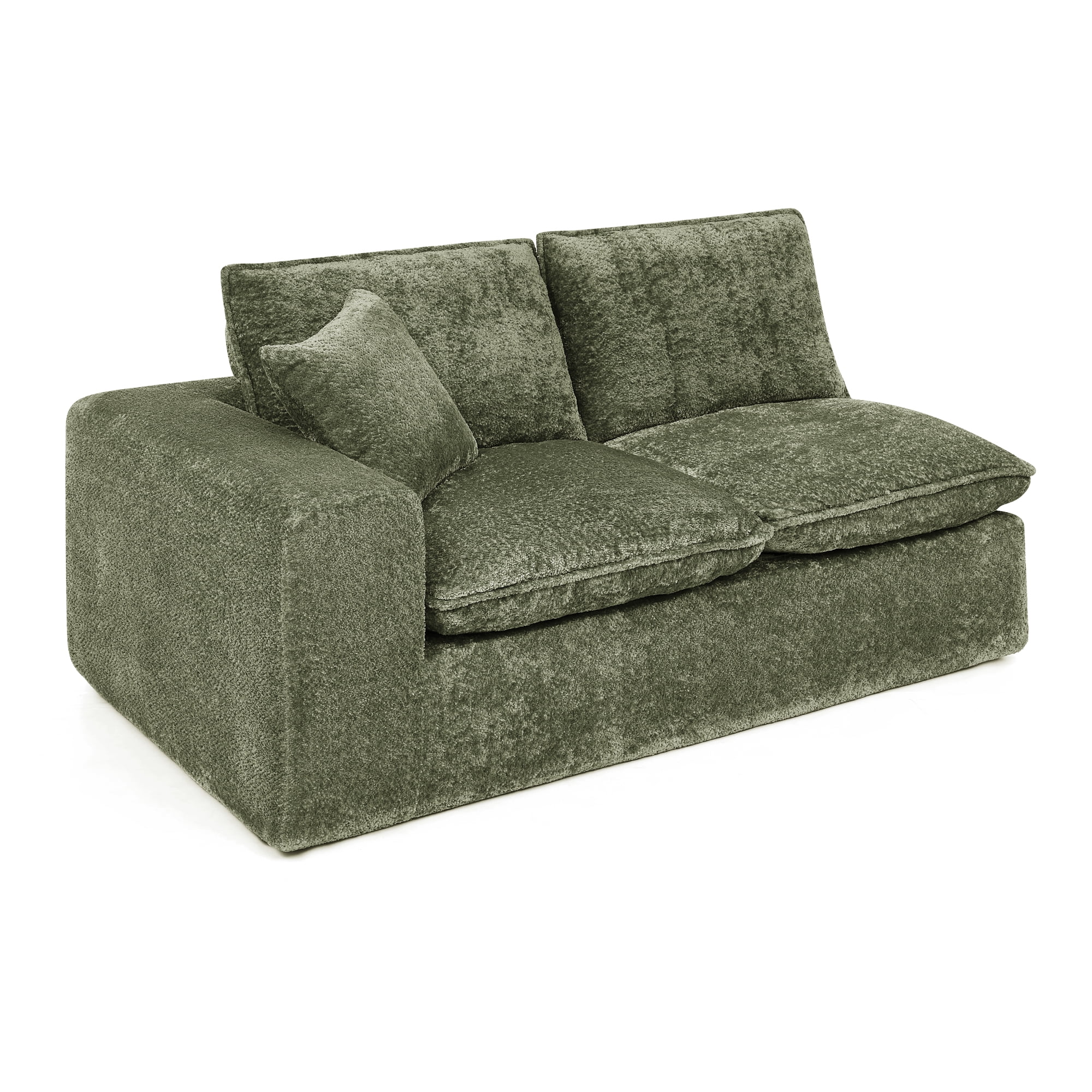 107" Boucle Sectional Sofa L Shaped Couch with Ottoman Cloud Couch 4 Seat Modular Sofa Deep Seat Living Room Furniture, Green