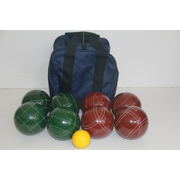 Italian/American Made, 107mm EPCO Bocce Set - Dark red and Green Balls and Blue/Black Bag