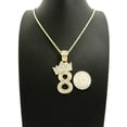 thumbnail image 2 of Stone Stud Tilded Crown Number Pendant with 2mm 24" Rope Chain Necklace, 8, Gold-Tone, 2 of 4