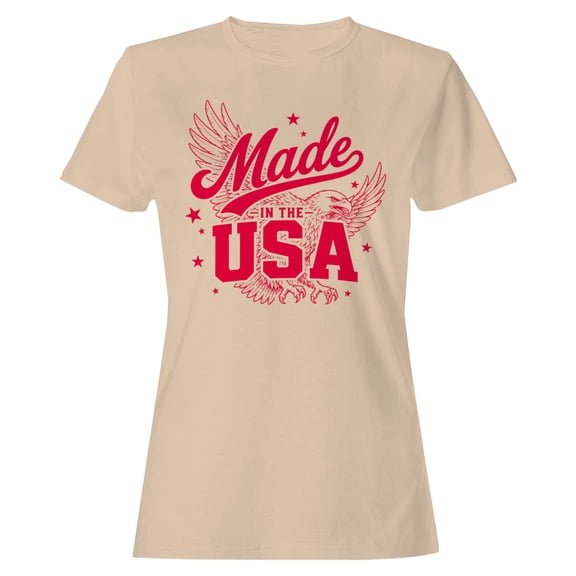 Smartprints Eagle Patriotic Design Made in the Usa Women's T-Shirt Natural, Cotton, S