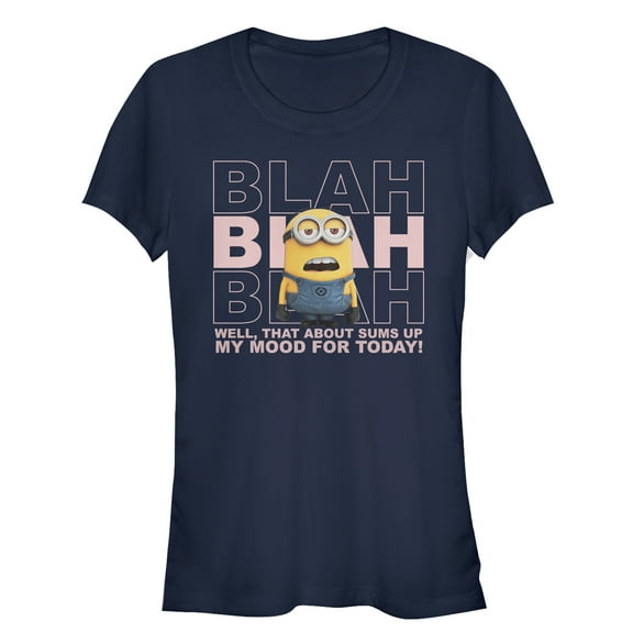 Junior's Despicable Me Minion Blah Mood  Graphic Tee Navy Blue Large