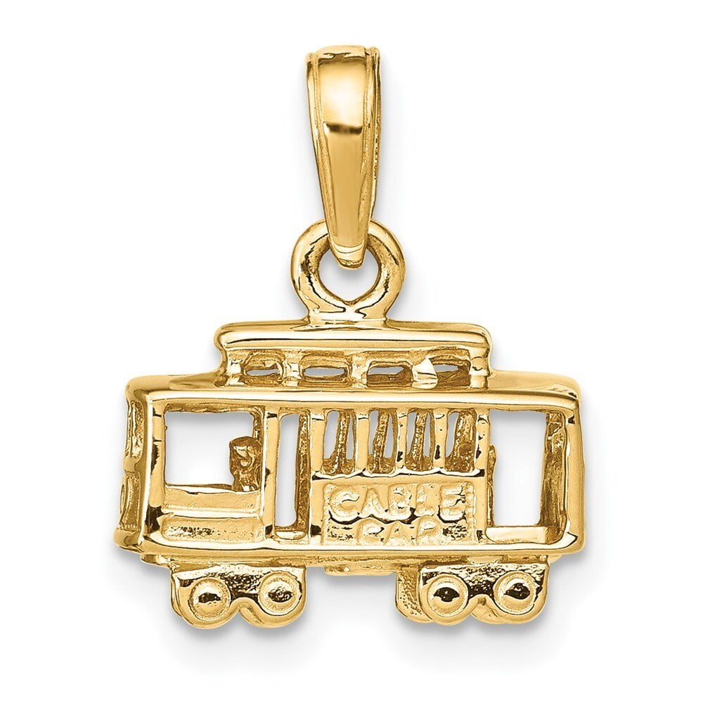 Jewels By Lux 14K Yellow Gold Solid Polished 3-Dimensional Trolley Car Pendant