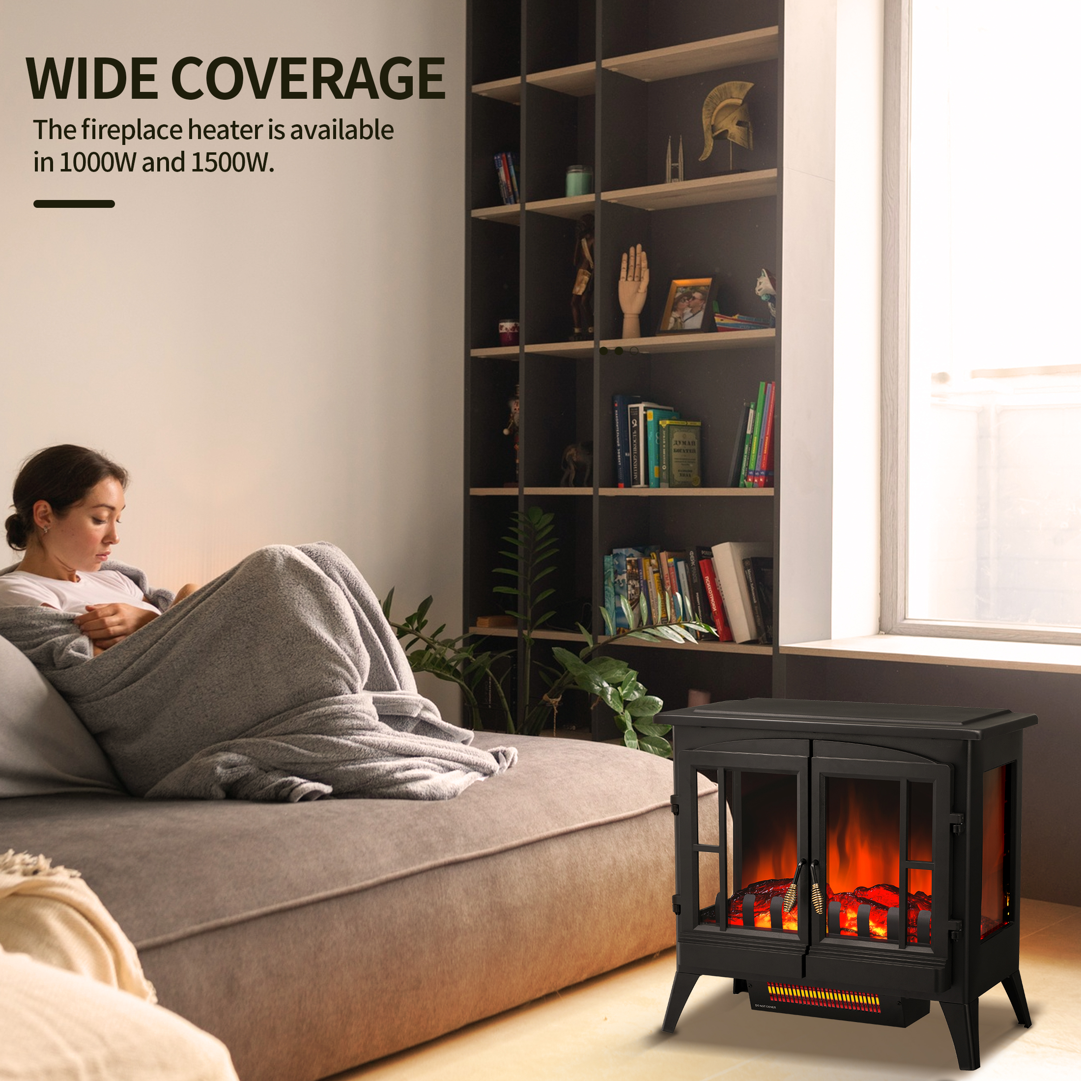 Auseo Electric Fireplace Infrared Stove Heater, 23 Freestanding Fireplace  Heater, 3D Realistic Flame Effects, Adjustable Brightness and Heating Mode,  Overheating Safe Design, 1000W/1500W, Black - Walmart.com