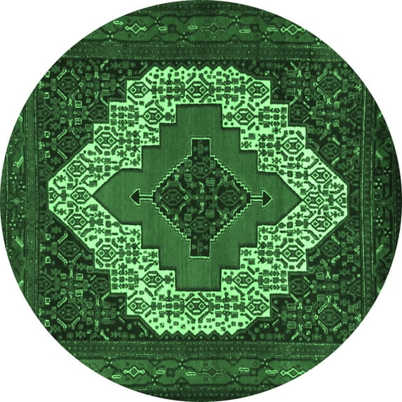 Ahgly Company Indoor Round Persian Emerald Green Traditional Area Rugs, 5' Round