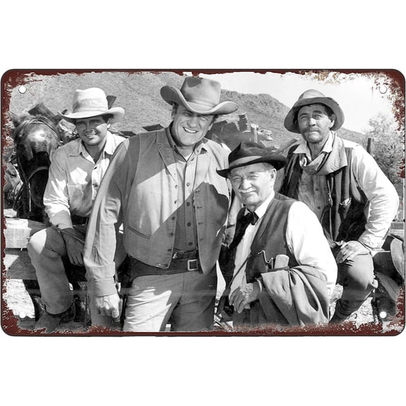 Retro Funny Metal Sign Sheet Signs Tin Sign,Cast Of Gunsmoke,Outdoor Home Wall Decoration, Size12x8