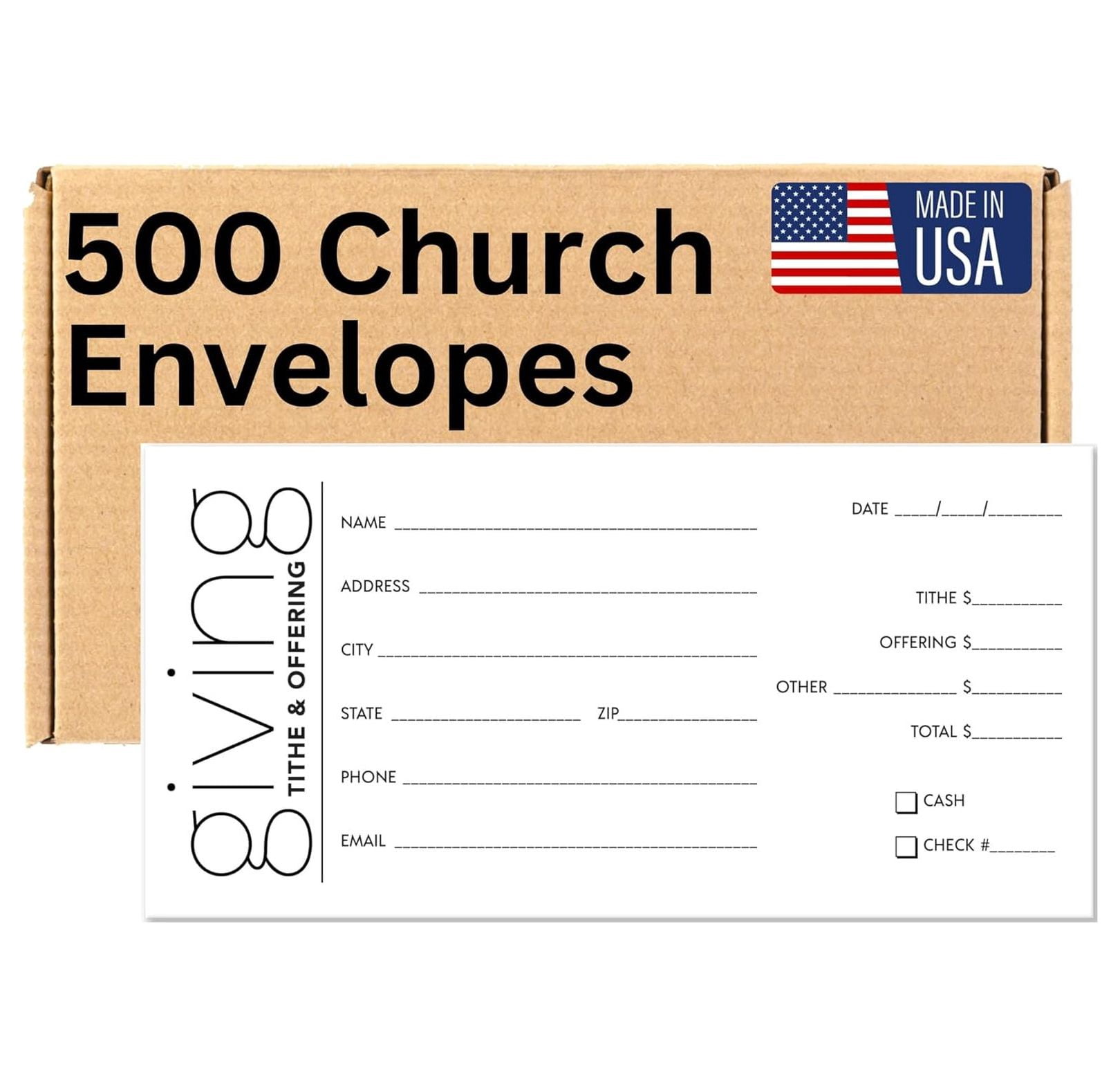 500 Tithes and Offering Envelopes for Church | Tithe Envelopes for Church | USA Company | “Giving” Theme