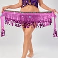 thumbnail image 2 of Felirenzacia Women's Triangular Belly Dancing Hip Scarf Wrap Skirt with Gold Coins, Purple,Free Size, 2 of 7