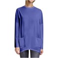 thumbnail image 1 of Plebaso Chemises à Poches pour Femmes Manches Longues Tunique Décontractée Col Rond Hauts Unis Amples Blouses Printemps Été, 1 of 7